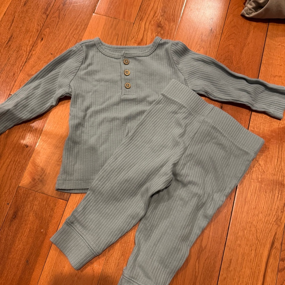 Ribbed Long Sleeve Top and Pants Set